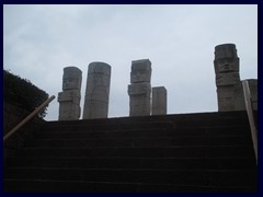 Mexican sculptures on pyramid, Windows of the World.